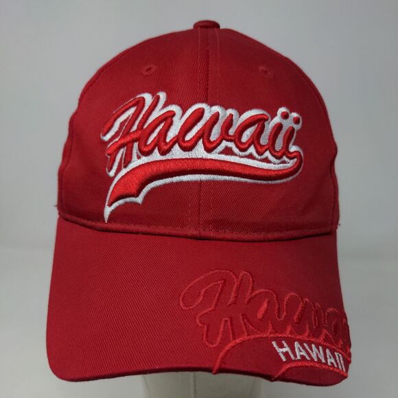 Chelona Men's Strapback Hat Red Embroidered Hawaii 100% Cotton - Picture 2 of 9